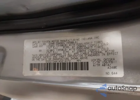 2004 Toyota Sequoia Sr5 V8 из США, поврежденный, VIN 5TDZT34A14S214372